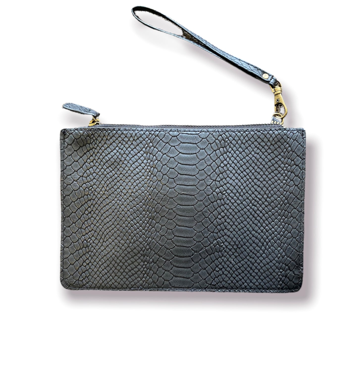 Faux Leather Snakeskin Clutch