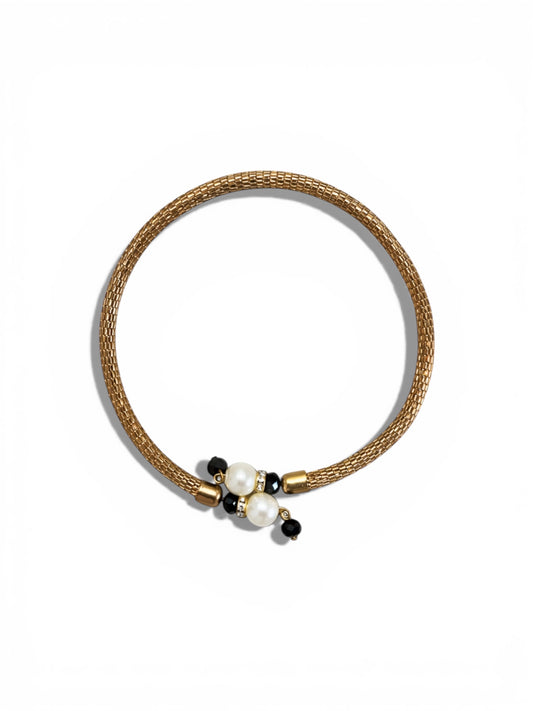 Gold & Pearl Mesh Link Choker